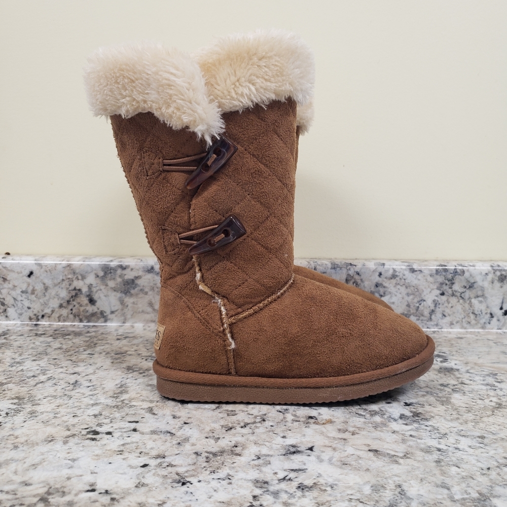 Apres by Lamo Faux Suede Buckskin Faux Fur Boots Girl's Size 1Y - Picture 2 of 16